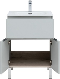 Aquanet Тумба с раковиной Алвита New 60 1 ящик 2 дверцы серая матовая – фотография-8